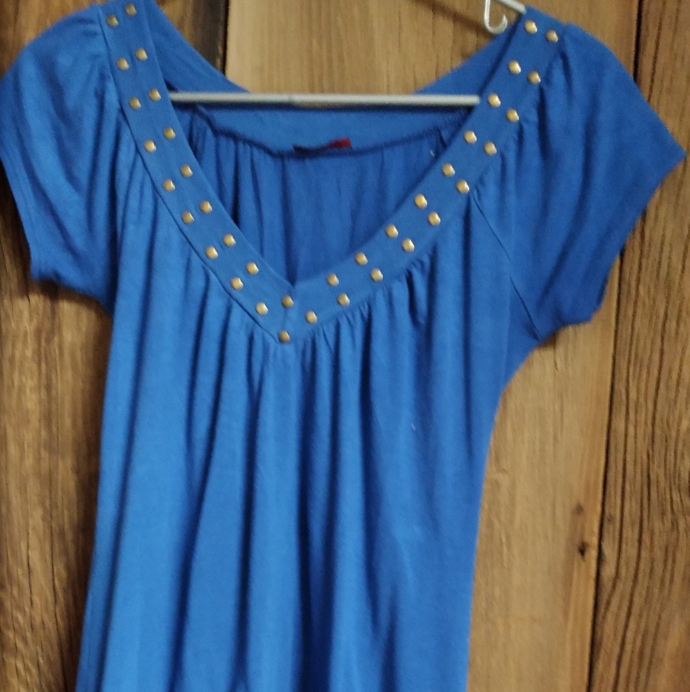 Blue Blouse with gold Accents